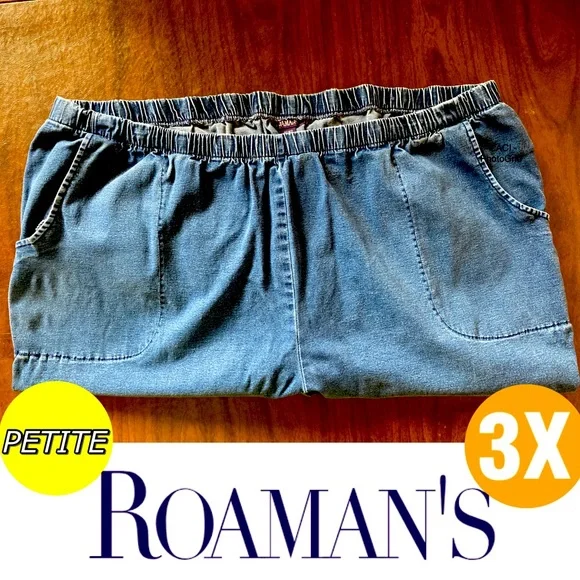 Roaman’s 32WP Fully Elastic Pull On Light Weight Denim Jeans - Picture 1 of 15